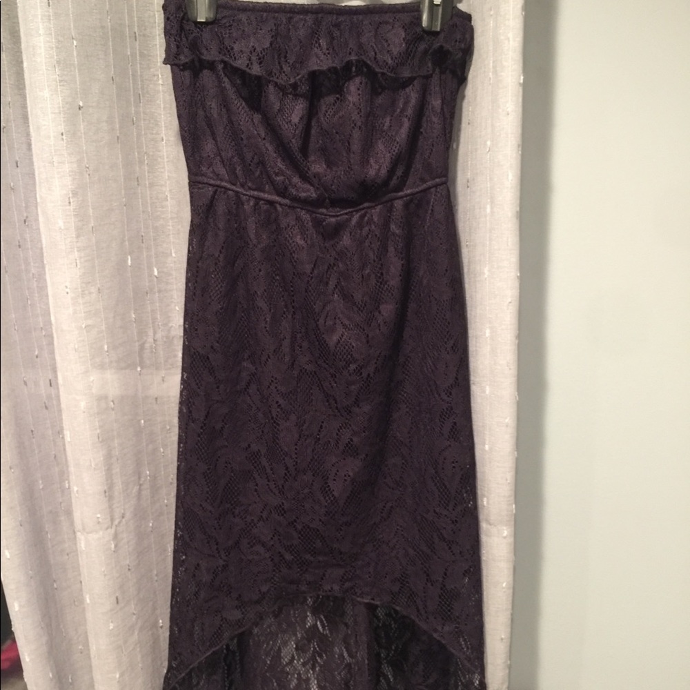 Purple Strapless High Low Dress